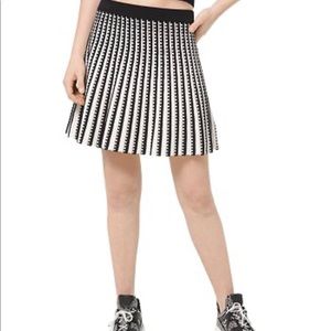 Michael Kors Pleated Geo-Patterned A-Line Skirt